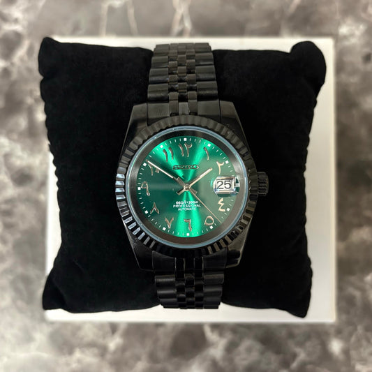 Date Just Noir Arabic Dial vert